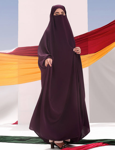 Plain Jilbab - Deep Maroon
