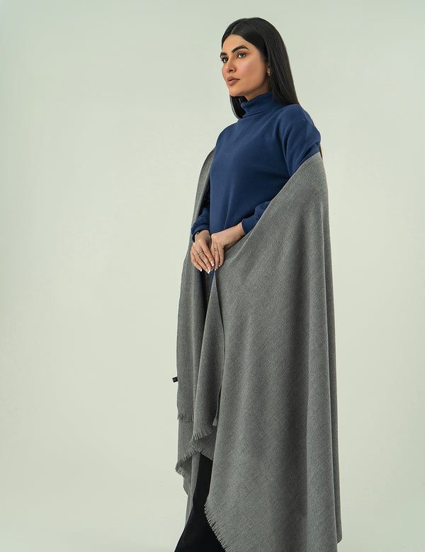 Woolen Cashmere Shawl - Charcoal