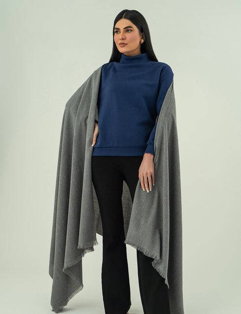 Woolen Cashmere Shawl - Charcoal