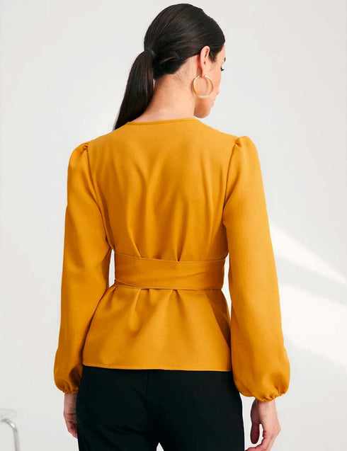 Cross Neck Tops - Yellow Shirts & Tops - The Hijab Company