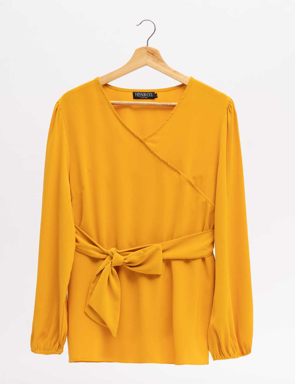Cross Neck Tops - Yellow Shirts & Tops - The Hijab Company