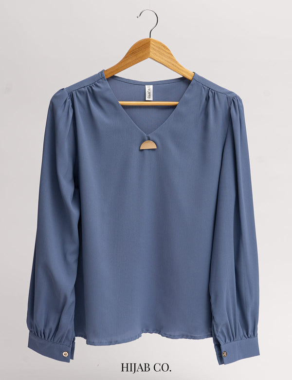 Open Neck Shirt - Blue - The Hijab Company
