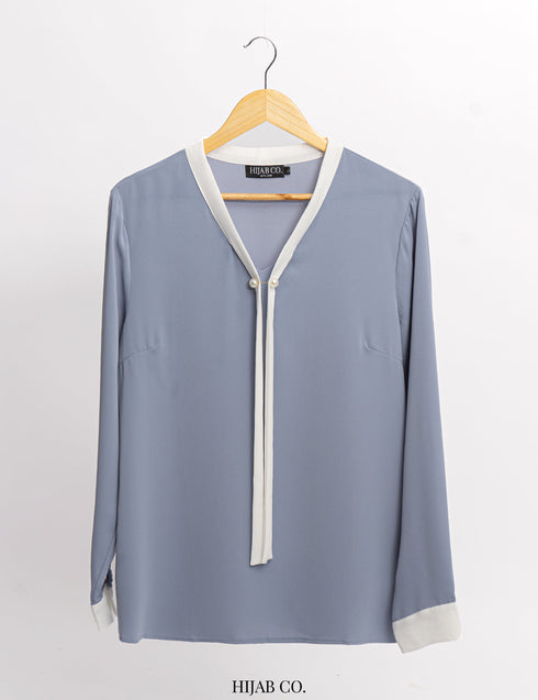 Stiped Flip Tops - Denim & White Shirts & Tops - The Hijab Company