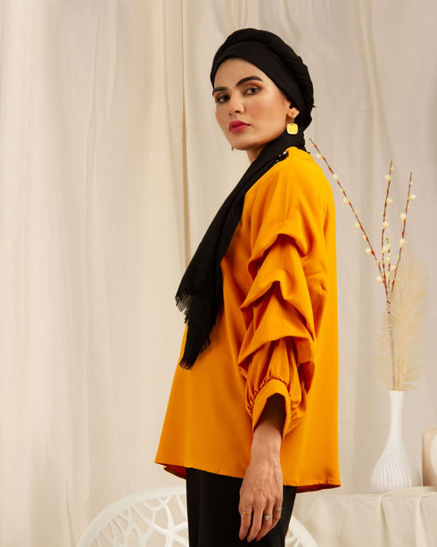 Beaded Neck and Ruffle Sleeves Shirt - The Hijab Company