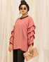 Beaded Neck and Ruffle Sleeves Shirt - The Hijab Company
