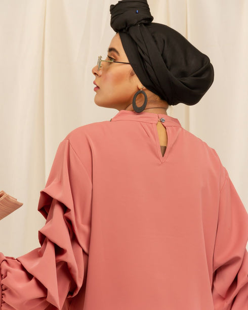 Beaded Neck and Ruffle Sleeves Shirt - The Hijab Company
