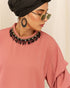 Beaded Neck and Ruffle Sleeves Shirt - The Hijab Company
