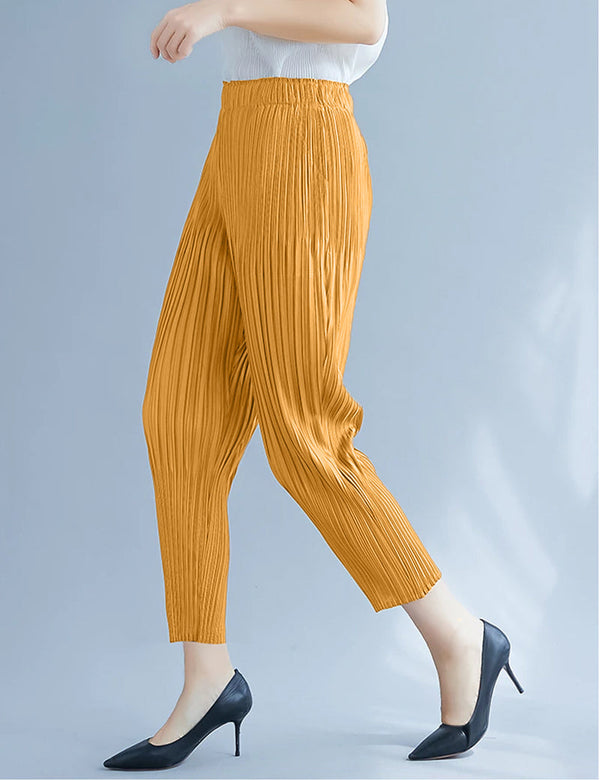 Pleated Narrow Pant - Mustard - The Hijab Company