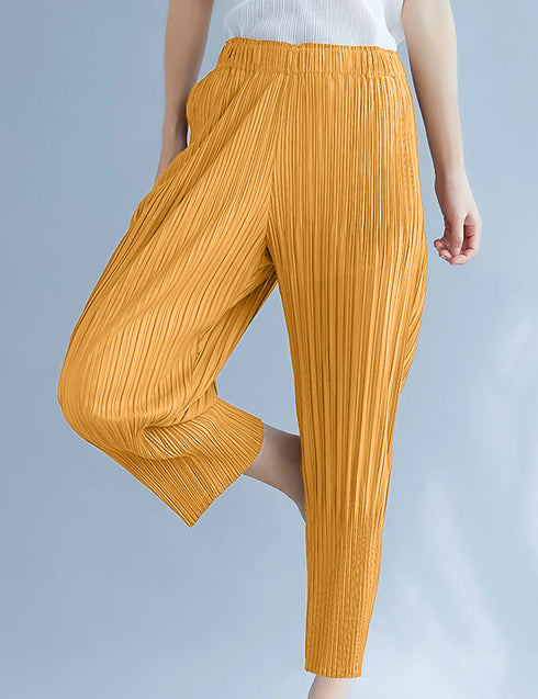 Pleated Narrow Pant - Mustard - The Hijab Company